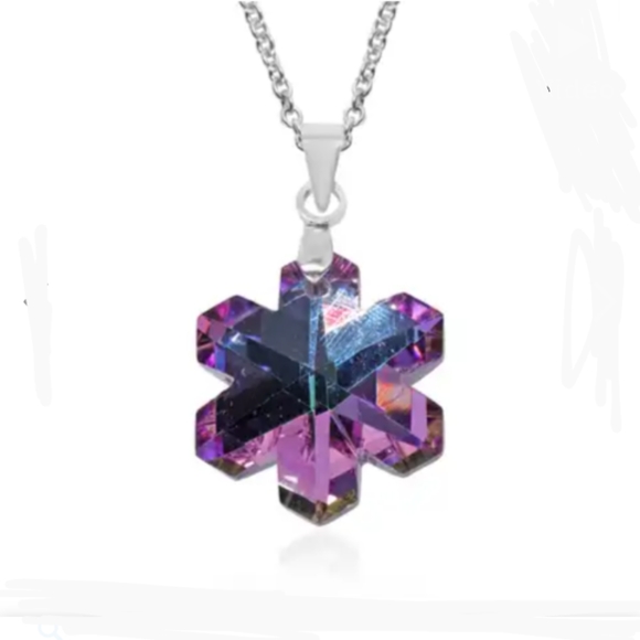 Austrian Crystals five Shaped Pendants Star Shell Necklace Set Silver - Picture 3 of 13